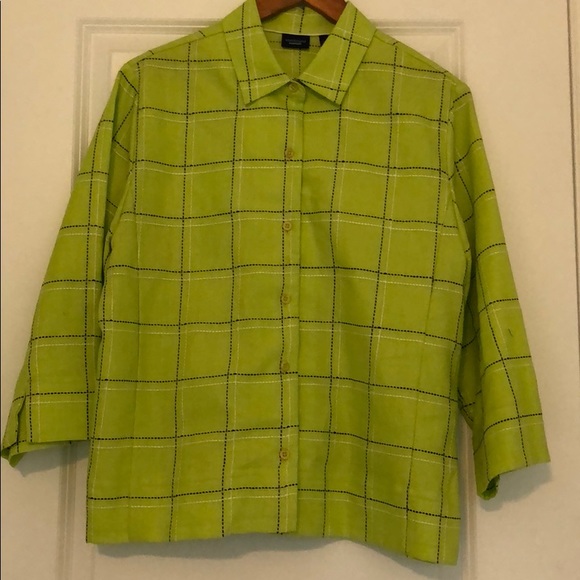 Westbound button down shirt 14 linen green loose - Picture 3 of 6